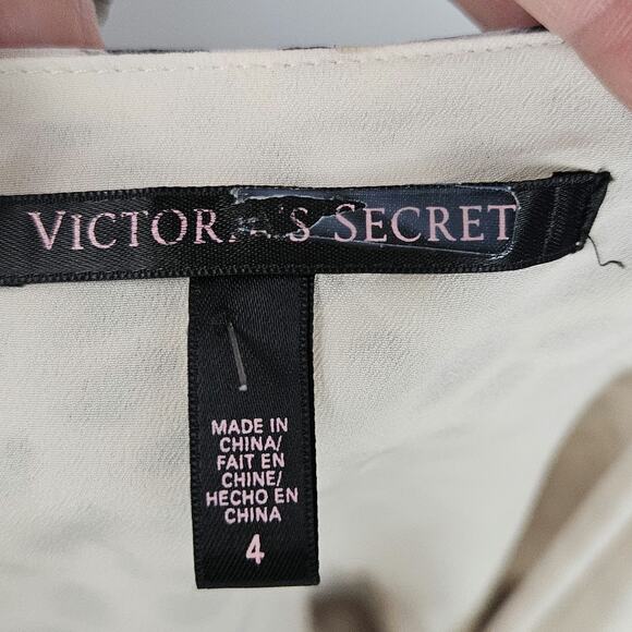 Vtg Victorias Secret Womens Sz 4 Slip Dress Cream Leopard‎ Lined Flowy Y2K 90s - Picture 11 of 12